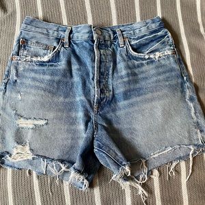 AGOLDE High Rise Frayed Denim Shorts